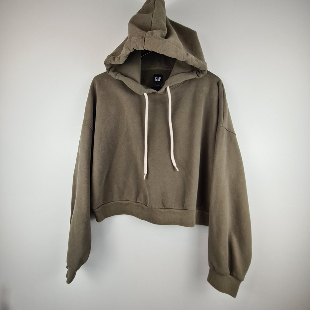 GAP Cropped Hoodie Sweatshirt Women's Small Boxy VintageSoft Pullover Drawstring